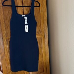 Babaton by Aritzia Midnight Blue Ribbed Mini Dress